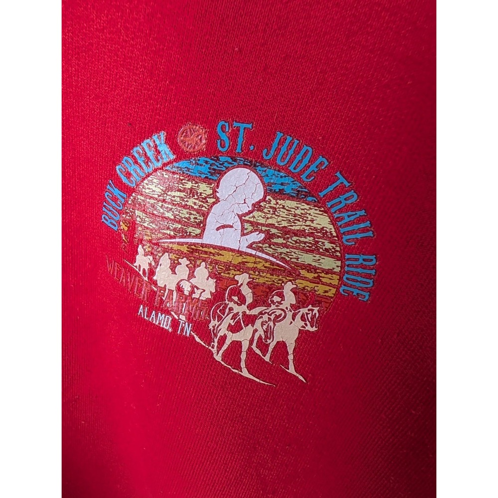 Port & Company Core Fleece Red Crewneck Sweatshirt St. Jude Trail Ride Men's XL - Picture 3 of 7